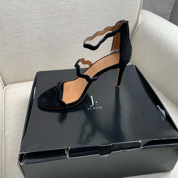 BRAND NEW Black suede strappy JCrew heels. - Picture 1 of 4